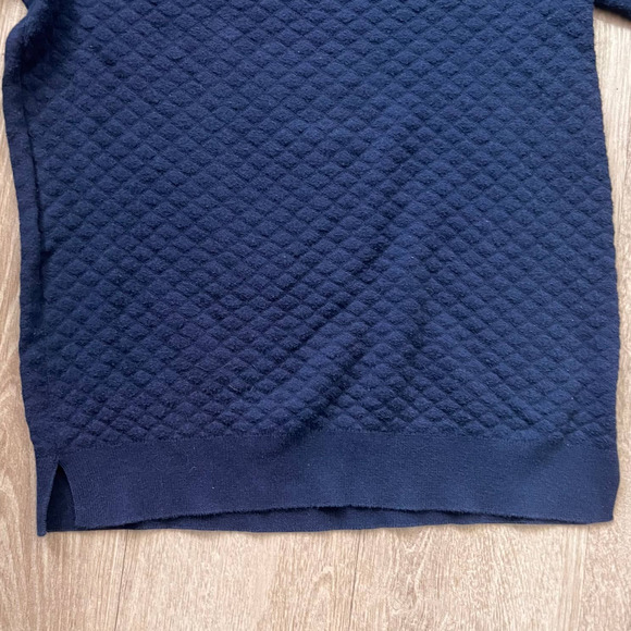 Ann Taylor Small Navy Knit Short Sleeve Knit Sweater Shirt - Picture 4 of 8